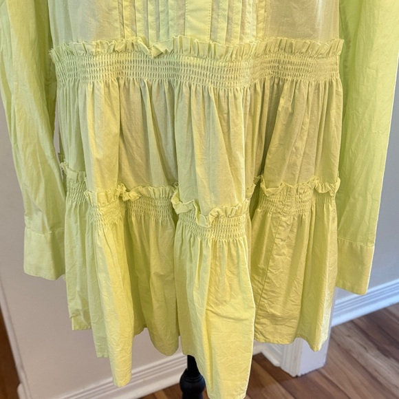 Free People Yellow Button-Up Ruffle Dress - Picture 3 of 7